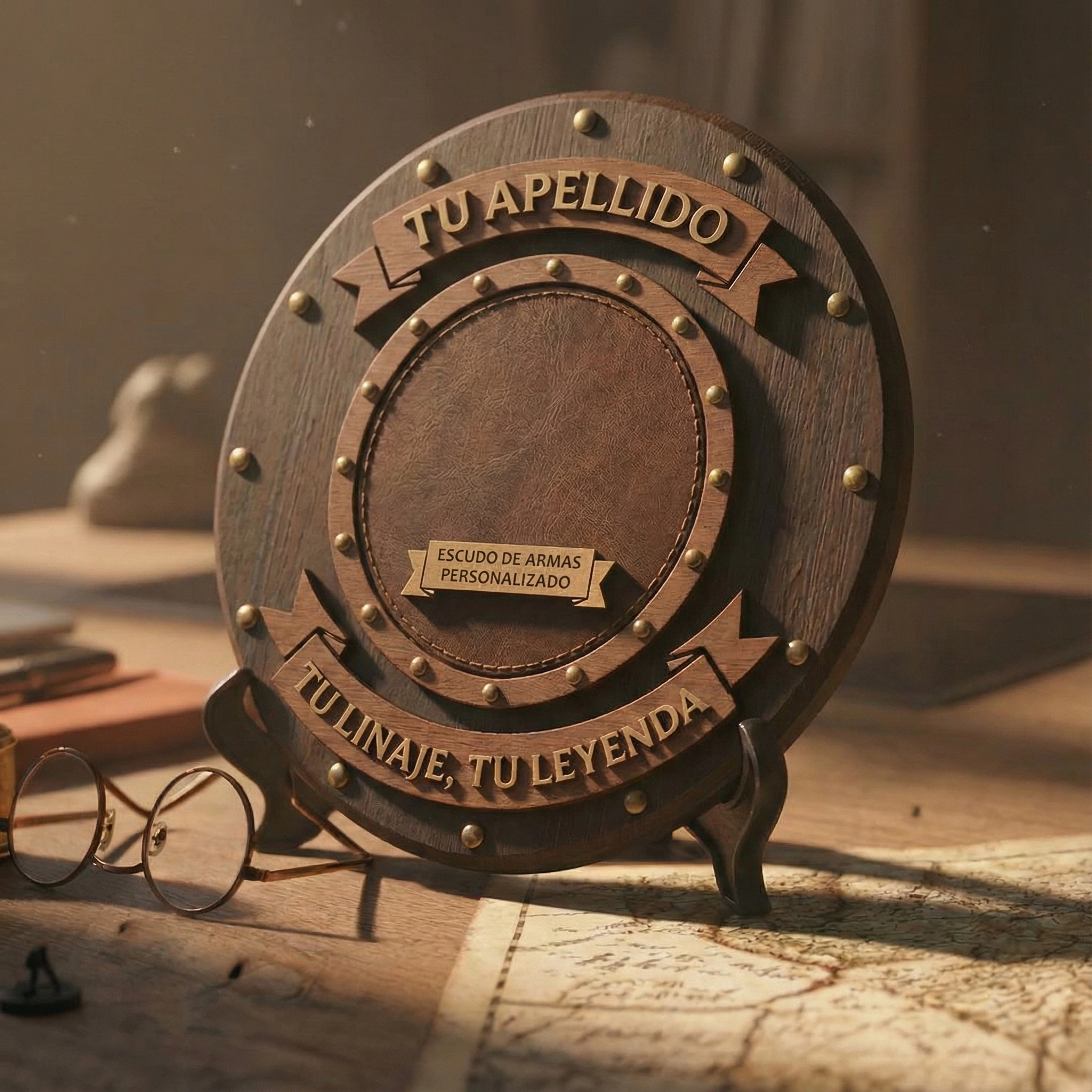 Regalo premium de legado: escudo heráldico enmarcado para oficina